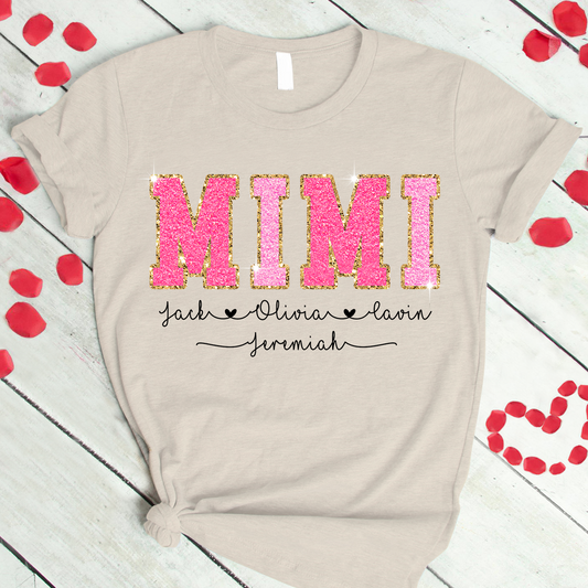 Custom Glitter Grandma With Grandkids Valentine's Day T-Shirt