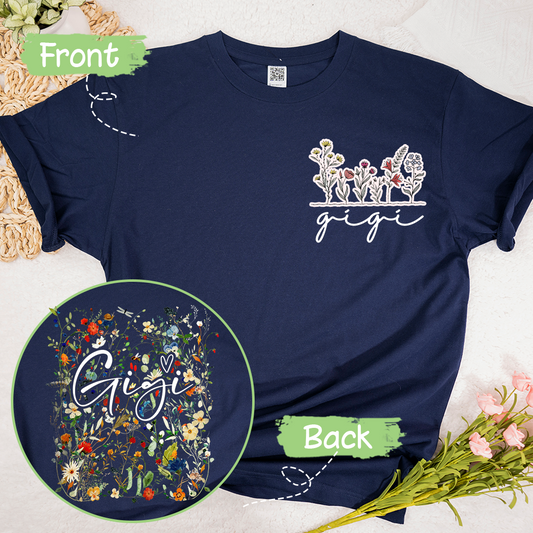 Personalized Gigi Wildflower Trend 2025 T-Shirt, Custom Grandma And Grandkids Shirt