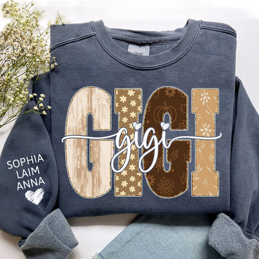 Autumn Floral Bible Sweatshirt with Flowers, Custom Nicknames for Grandma and Kids