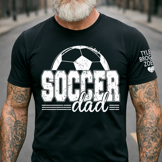 Personalized Soccer Dad T-Shirt, Soccer Papa with Names, Football Gift for Dad And Kids