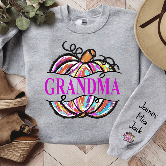 Personalized Nana Grandma Painted Pumpkin Fall Sweatshirt
