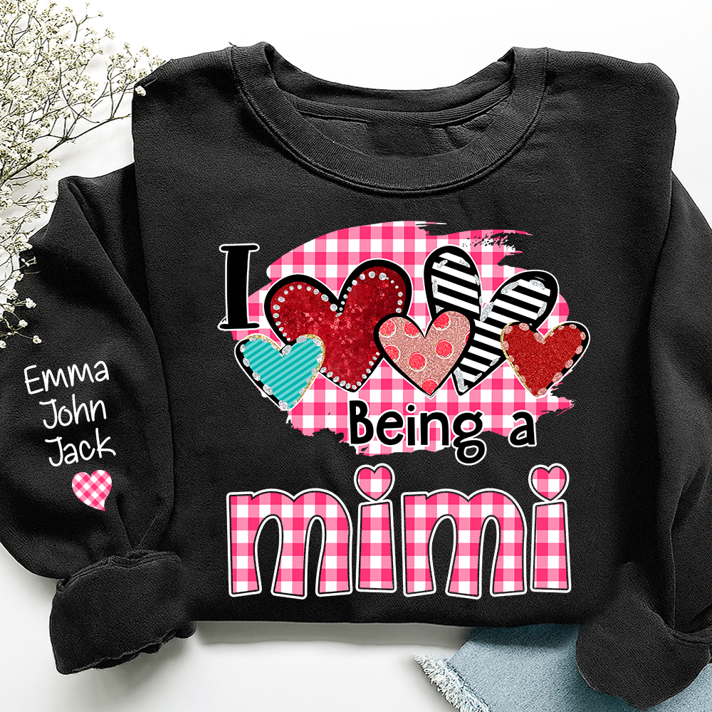 Valentine Mimi Crewneck Sweatshirt, Cute Heart Family Love Design, For Gift Grandma And Kids