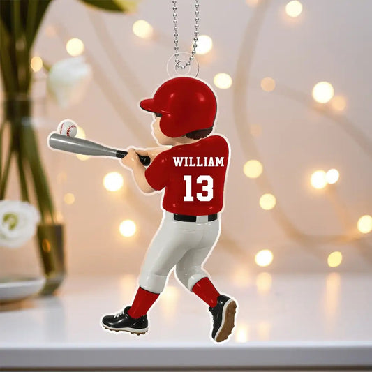 Personalized Baseball Ornament for Kids – Custom Name, Number & Color Christmas Decoration Gift for Baseball Lovers 2025 Ornament