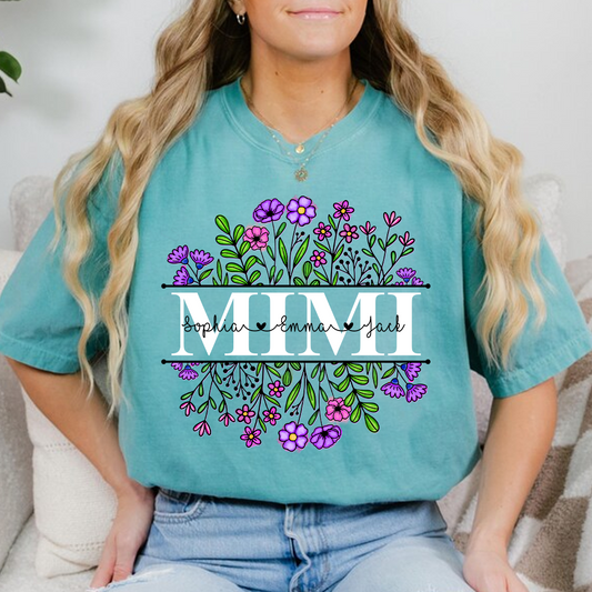 Comfort Colors® Mimi Wildflower And Grandkids Shirt Gift for Grandma, Mother's Day