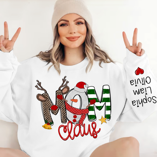 Mom Claus And Kids Christmas Shirt, Mother's Day Gift Mother Sweater LTP01