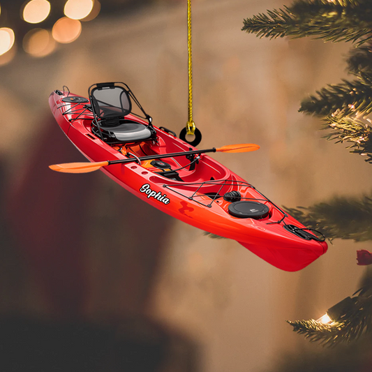 Personalized Kayak Ornament – Custom Name & Color Kayaking Christmas Decoration, Perfect Gift for Kayakers and Outdoor Lovers Ornament