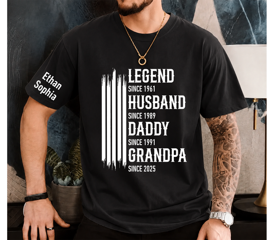 Legend Husband Dad Grandpa T-Shirt – Personalized Custom Names Gift for Father Papa Birthday Fathers Day