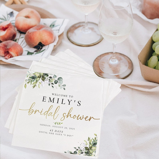 Custom Bridal Shower Napkins Bridal Shower Gift Cocktail Bridal Shower Decor Wedding Party Bridal Shower Decorations Monogram Engagement