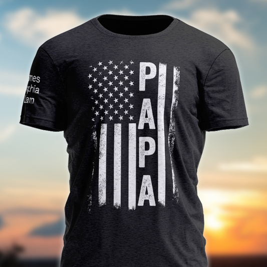 Custom Papa American Flag With Kid Father's Day TH