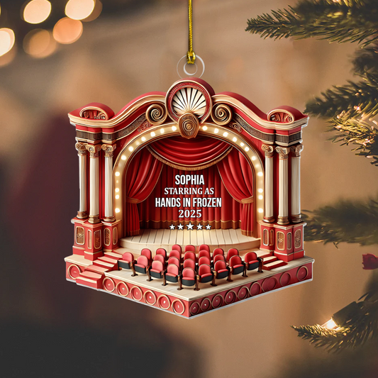 Personalized Theater Stage Ornament – Custom Name, Role & Year Drama Performance Christmas Decoration Ornament
