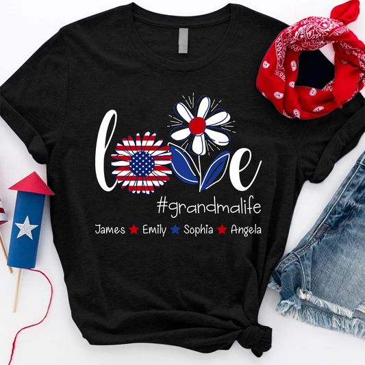 Custom Love Grandma Life 4th Of July With Kids, Mother's Day Gift TH T-Shirt