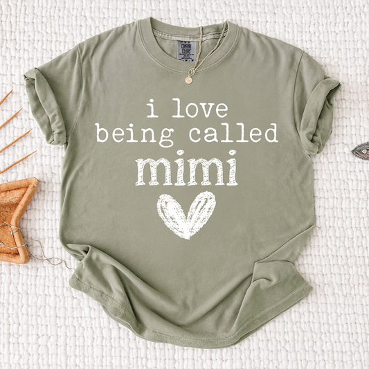 Comfort Colors I Love Being Called Mimi Shirt, Cute Mimi Grandma T Shirt, Gift for Grandma Mothers Day Birthday, Simple Heart Design Tee