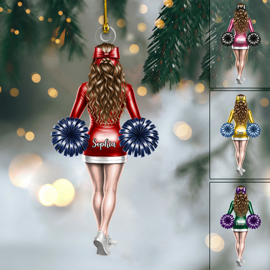 Custom Cheerleader Ornament – Personalized Cheer Team Girl Christmas Keepsake 2025 Ornament