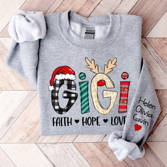 Gigi Faith Hope Love, Custom Gigi With Kids, Grandma Gift Sweatshirt