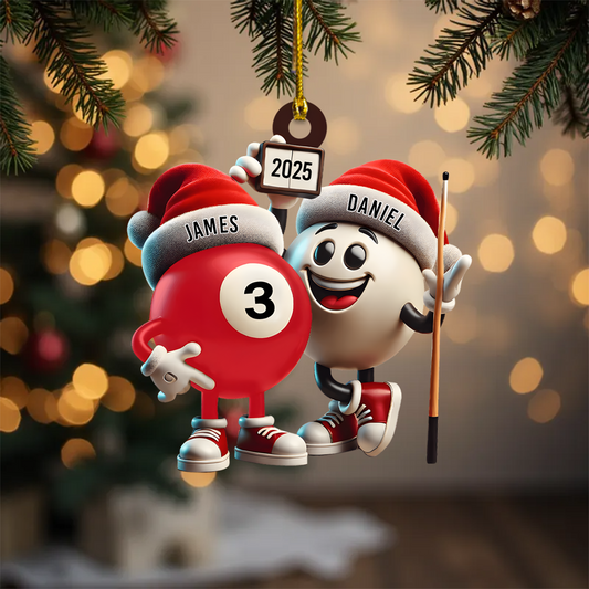 Personalized Pool Ball Ornament 2025 – Custom Billiards Christmas Decoration for Pool Players Ornament
