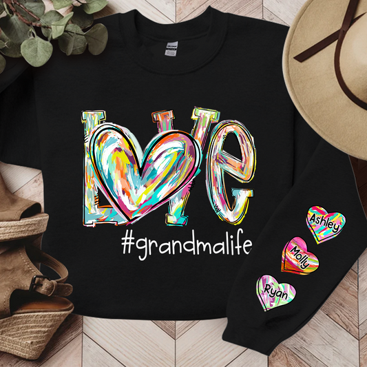 Love Grandmalife Color And Grandkids TH Sweatshirt