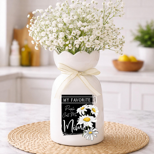 Custom Ceramic Flower Vases, My Favorite People Call Me with Daisy Design, Ideal Gift for Grandma