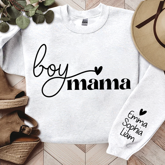 Boy Mama Sweatshirt, Custom Mama And Kids, Gift For Mom TH Sweatshirt