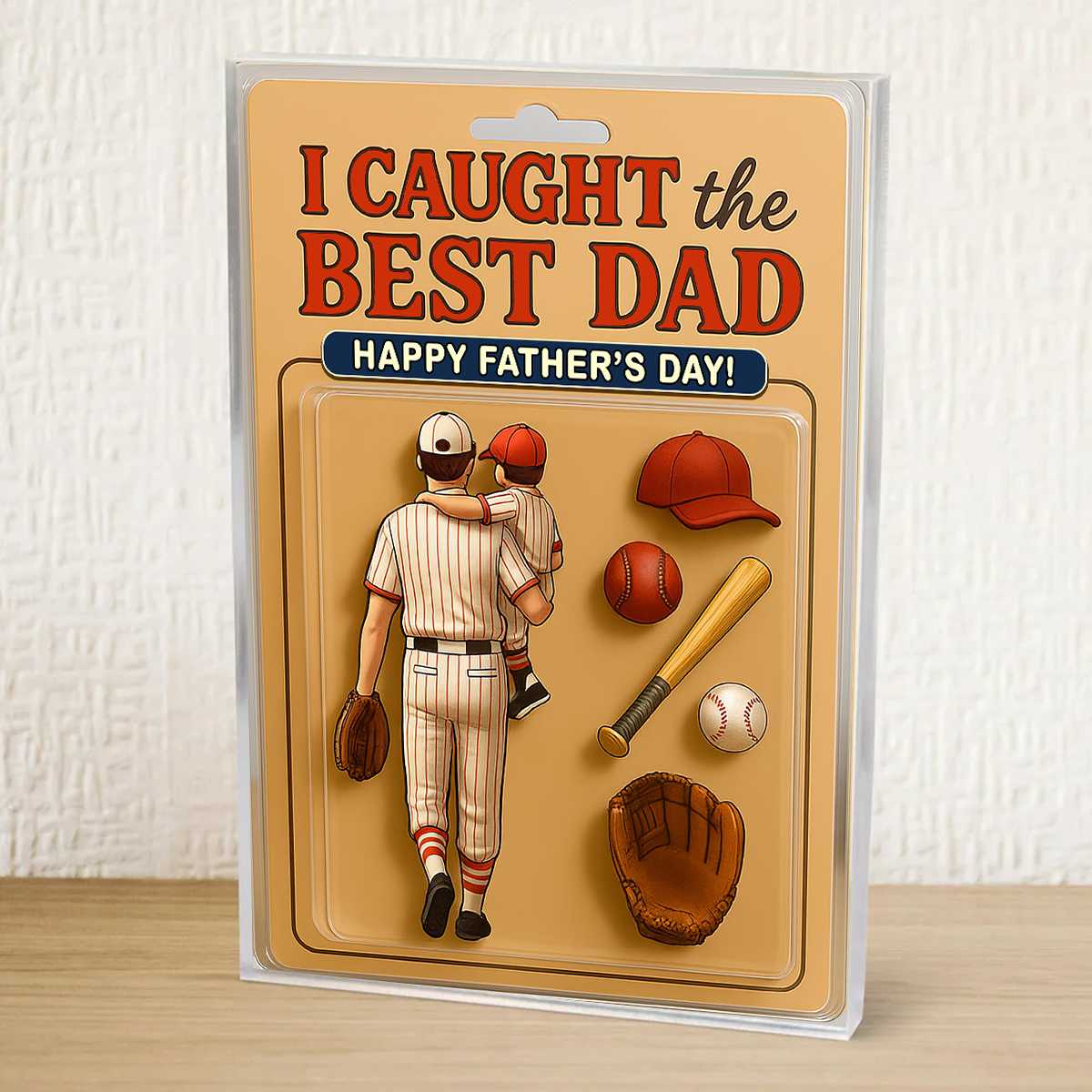I Caught The Best Dad, Custom Dad And Kids Meaningful Gifts, Father's Day Gifts For Dad And Kids Copy Acrylic Block Plaque FUll Size