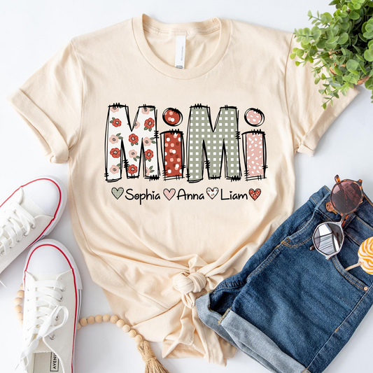 Personalized Mimi Flower 2025 Shirt, Custom Grandma With Grandkids T-Shirt
