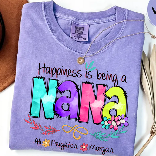 Comfort Colors® Happiness Is Being A Mimi Shirt, Custom Grandma With Grandkids Shirt