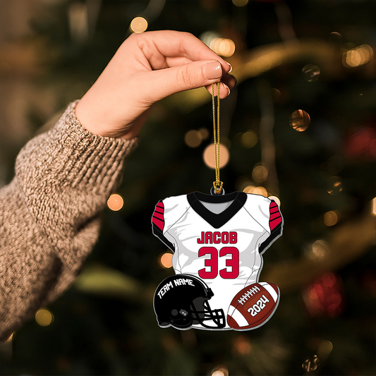 Personalized Football Jersey Acrylic Ornament 2025, Custom Name, Number & Team Christmas Tree Decoration Gift