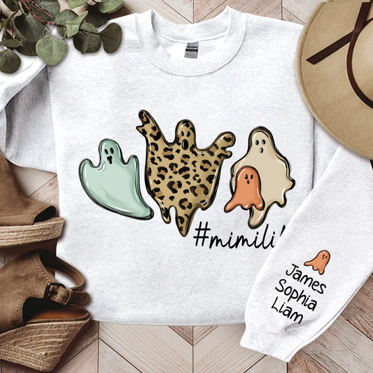 Mimi Life Ghost Halloween Sweatshirt, Custom Mimi & Grandkids, Grandma Gift Halloween TH