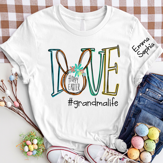Love Grandma Life Bunny Shirt, Custom Grandma And Kids, Easter Days Gift TH T-Shirt