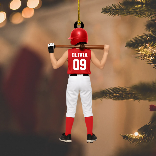 Personalized Softball Ornament 2025 – Custom Female Player Ornament with Name & Number, Unique Christmas Gift for Athletes & Teams Ornament
