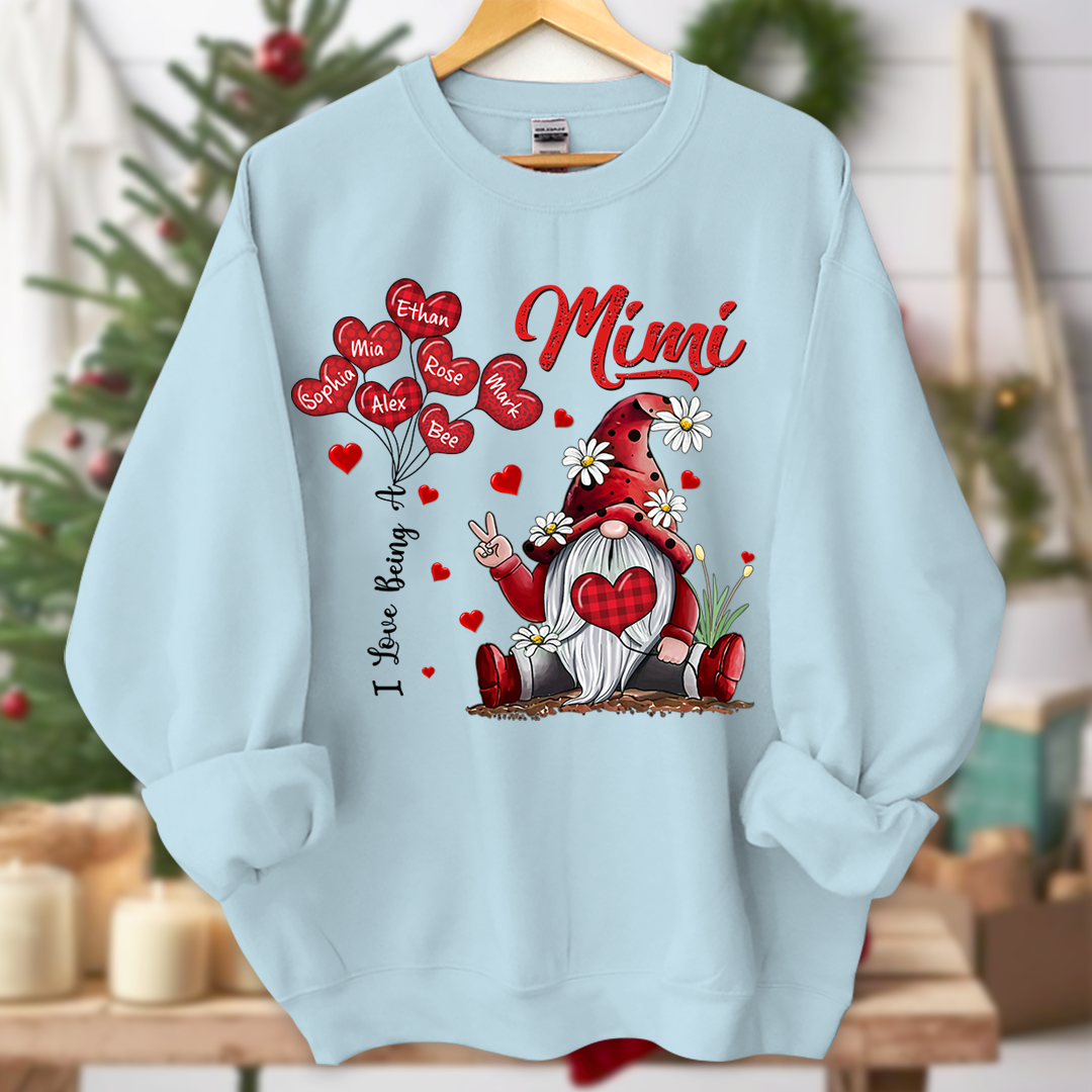 I Love Being A Mimi Gnome Heart With Grandkids Sweatshirt