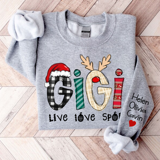 Gigi Live Love Spoil Christmas, Custom Gigi And Kids Sweatshirt