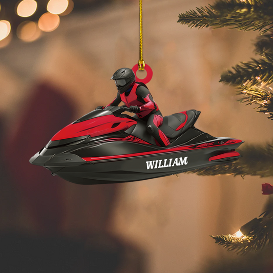 Personalized Jet Ski Ornament – Custom Name & Color Watercraft Christmas Decoration for Jet Ski Riders Ornament