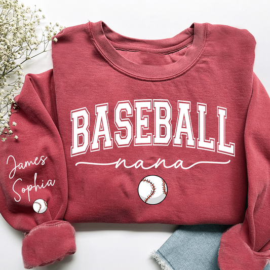 Personalized Sports Nana Sweatshirt With Grandkids Names, Custom Athletics Grandma Pullover V2