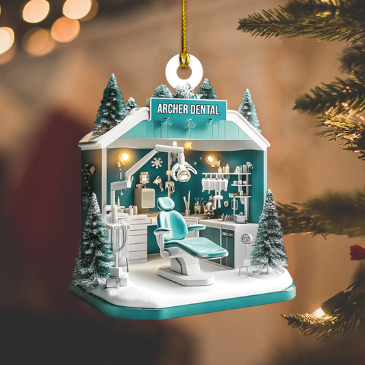 Custom Dentist Office Ornament – Personalized Dental Clinic Name Christmas Tree Decor, Perfect Holiday Gift for Dental Professionals Ornament