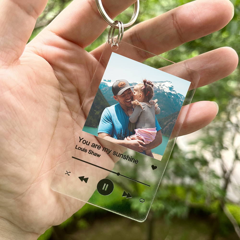 Personalized Photo Song Keychain With Music Player Design, Custom Couple Gift