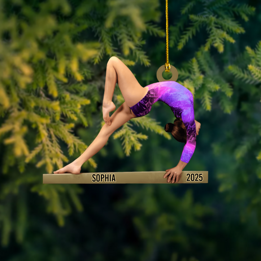 Personalized Gymnastics Ornament 2025 – Custom Name and Year Christmas Decoration for Gymnasts and Coaches Ornament
