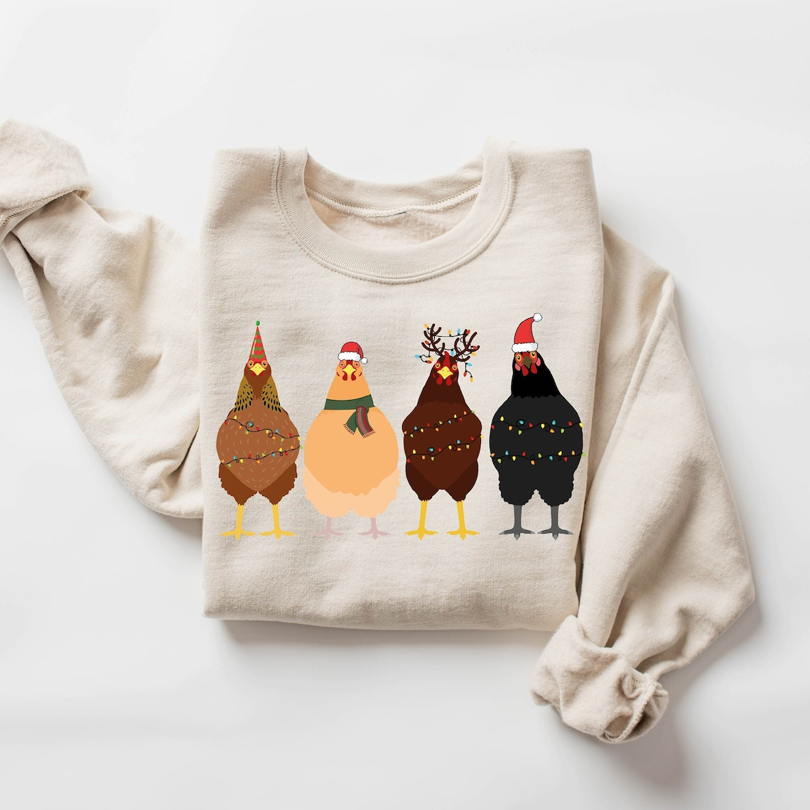 Christmas Chickens Sweatshirt, Christmas Farm Sweatshirt, Funny Christmas Chicken Christmas Sweatshirt