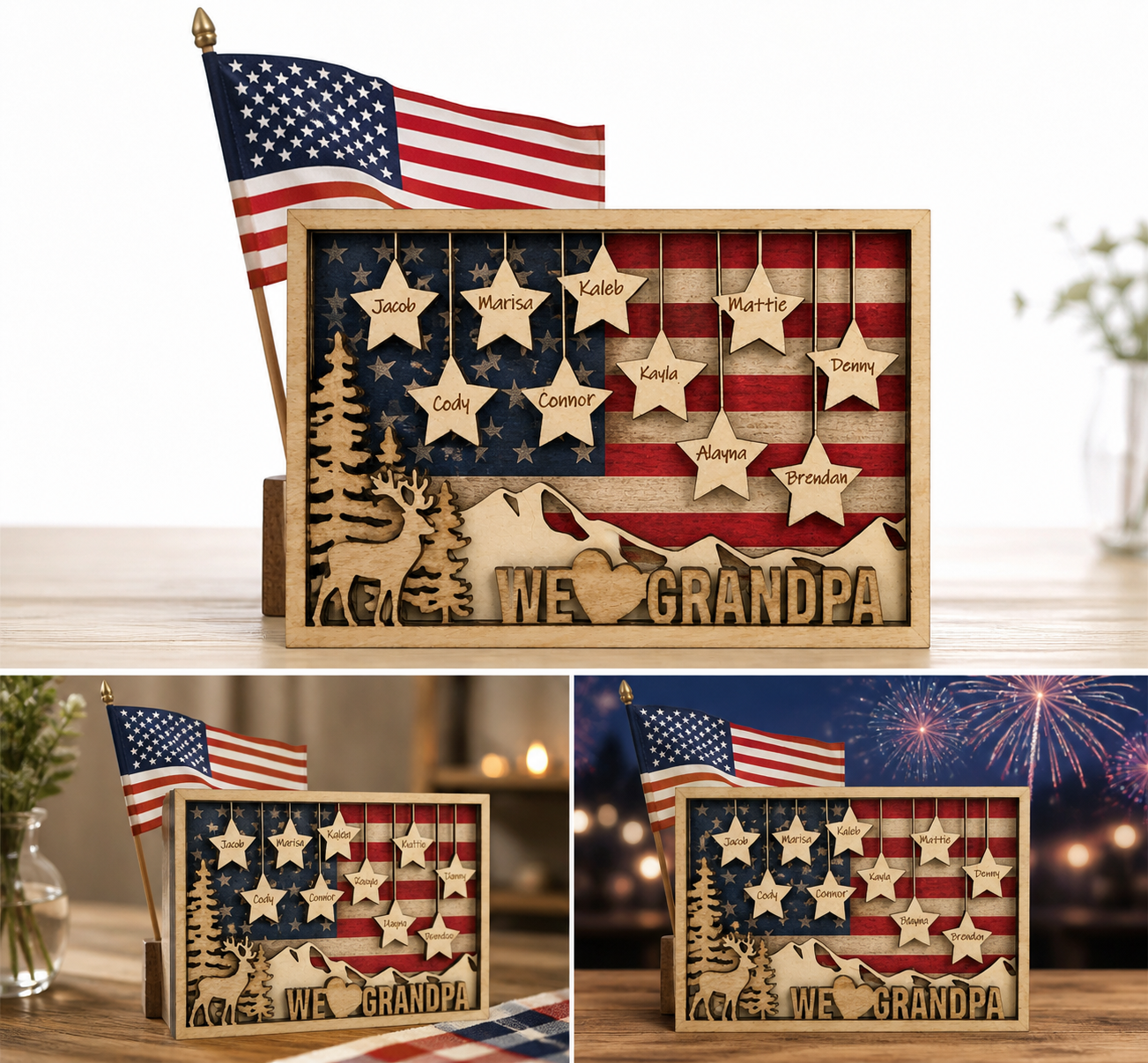 Personalized Gift for Grandpa Wood Sign, Unique Father's Day Gift, Gift for Papa, Family Tree, For Hunter