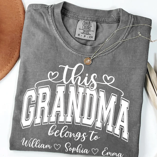 Comfort Colors Shirt, Custom This Grandma Belongs To And Grandkids