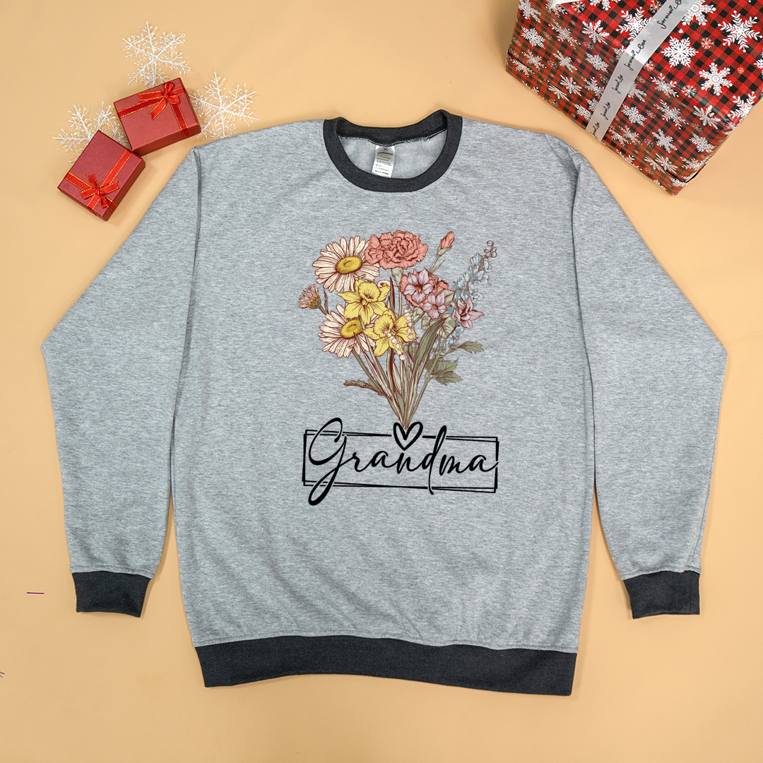 Personalized Wildflower Grandma And Kids Name Shirt Sweatshirt Mix