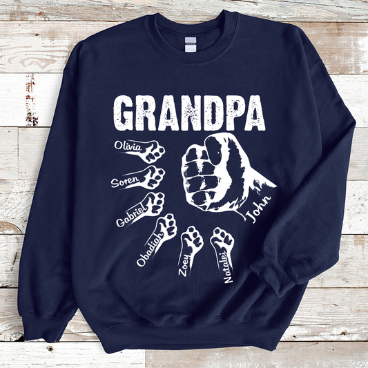 Personalized Grandpa with Grandkids Hand to Hands Sweatshirt