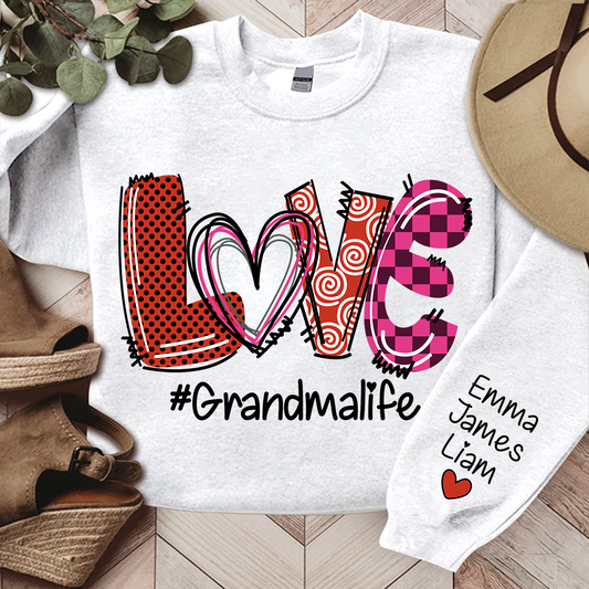 Personalized Love Valentine Grandma Life With Kids, Gift For Grandma Valentine TH Sweatshirt