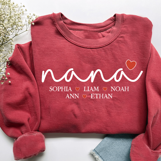 Custom Nana Heart Sweatshirt, Gift for Grandma And Kids