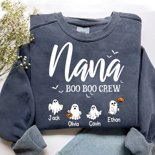 Custom Halloween Grandma, Nana Boo Crew Sweatshirt, Custom Gifts for Gigi and Kids