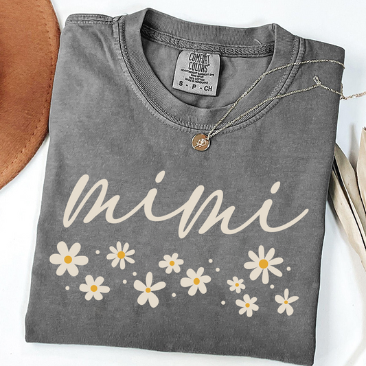 Comfort Colors® Floral Daisy T-Shirt, Custom Nicknames for Mimi And Kids