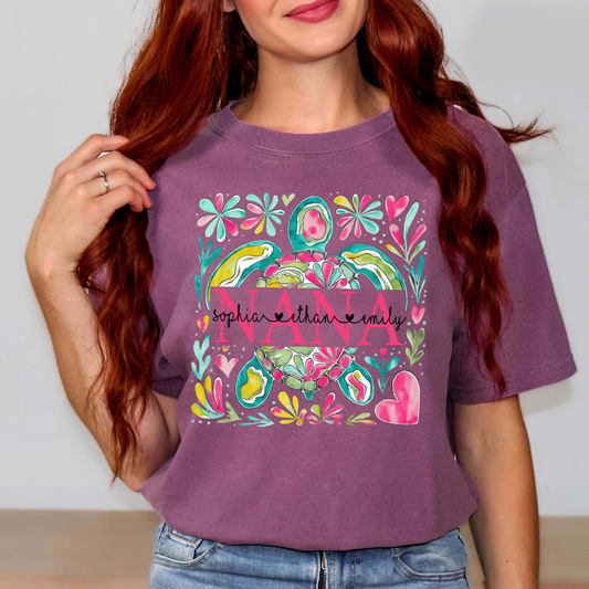 Comfort Colors® Nana Turtle Summer Flower 2025 Shirt