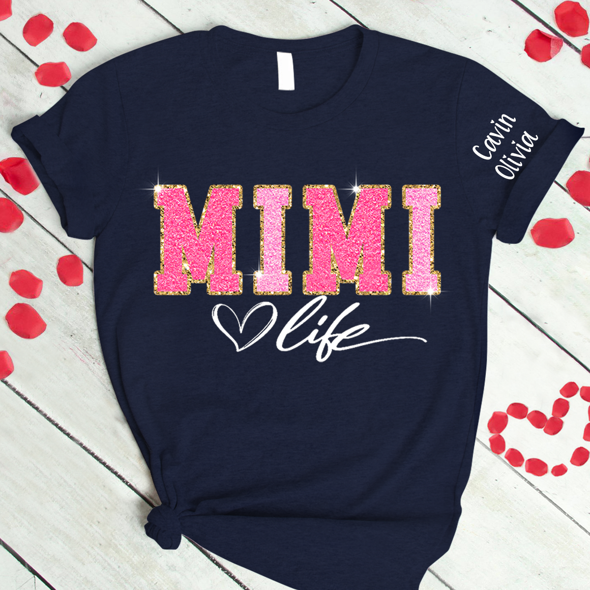 Custom Mimi Life Glitter Mother's Day 2024 T-Shirt