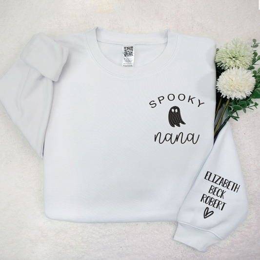 Spooky Nana With Kids Halloween Embroidered