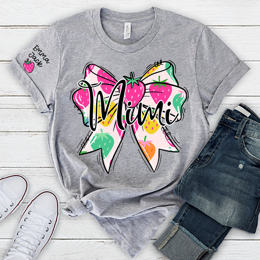 Funny Mimi Shirt, Strawberry Coquette Bow Graphic Tee, Grandma T Shirt for Women, Cute Gift for Mimi from Family