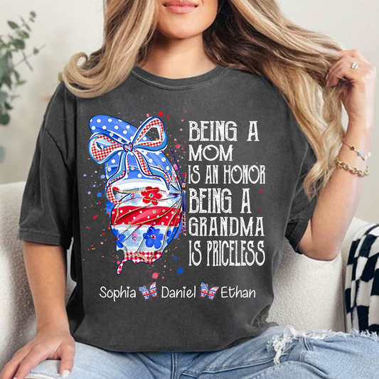 Custom Lovely Butterfly Bow Design With The American Flag, A Personalized Gift For Mom On Independence Day, July 4th